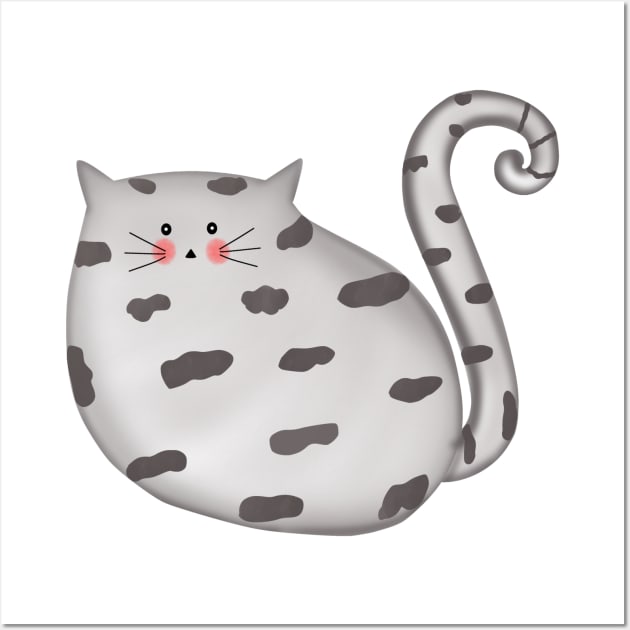 Cute fat little cat Wall Art by Onanong art design shop.